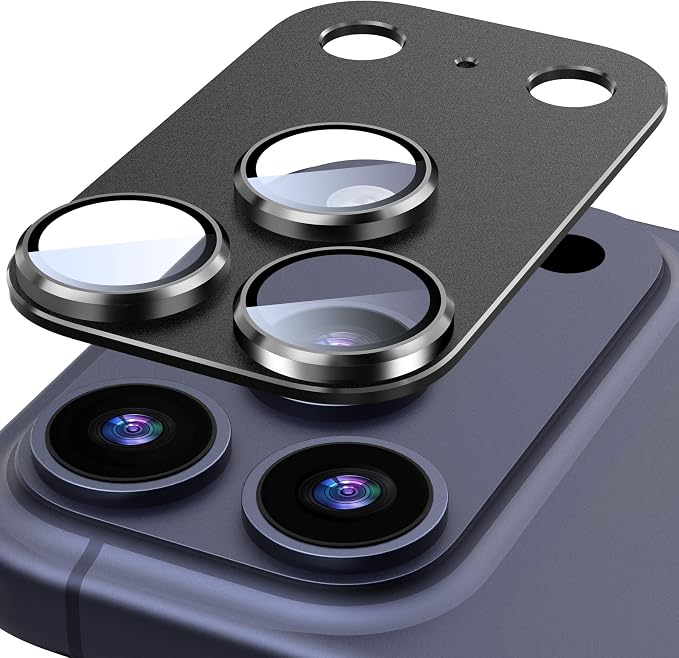 Suoman for iPhone 17 Pro Max Camera Lens Protector -Black | [All-in-one Frosted] [Strong-Adhesion] Metal Frame Tempered Glass Camera Lens Cover by Suoman