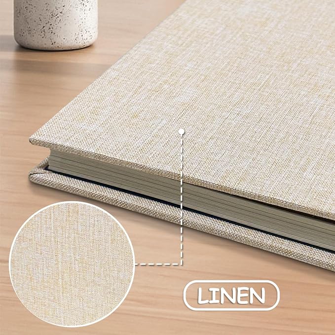 Photo Album Scrapbook – Holds 4x6, 5x7 & 8x10 Pictures – Self-Adhesive Pages for Baby, Wedding, Travel & Family Memories | Includes Metallic Pen & Scraper/Light Beige Large DIY Memory Book for Gifts - Image 5