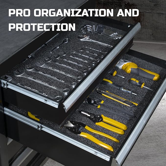 ONREVA Tool Box Foam Organizer 16x12x2 inch 3Pack, Kaizen Sheets for Pro Tool Control, Custom Tool Shadow Inserts for Cases & Drawers, High Density Polyethylene Foam, Black with Yellow - Image 5
