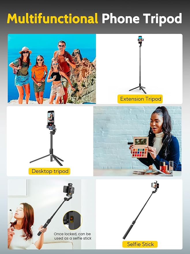 AOCHUAN 59'' Face Tracking Tripod, Phone Gimbal with RGB Light(M2PRO Black) | Selfie Stick for iPhone, Phone Tripod with Light, Content Creator Essentials for Video Recording, Tiktok, and Live Streaming - Image 7