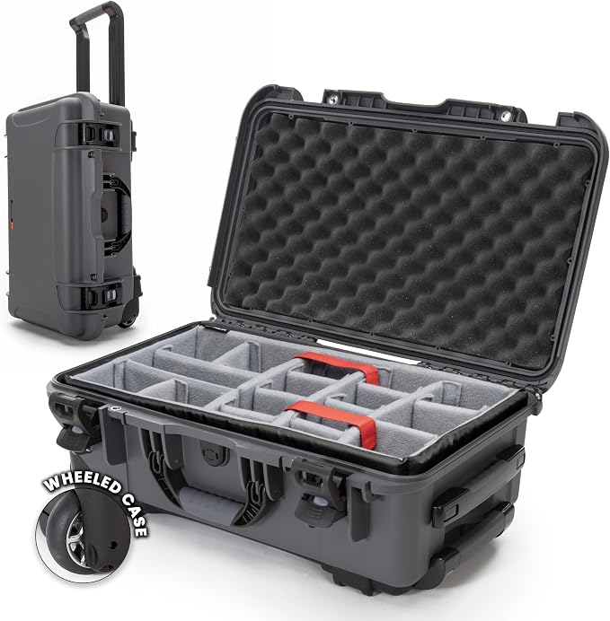 NANUK 935 Hard Case for Camera & Lenses with Padded Divider – Waterproof Equipment Case with Wheels, 22” x 14” x 9” – Dustproof, Impact Resistant, Carry-On Approved for Most Airlines – Graphite | 22' x 14' x 9' - Dustproof, Padded Divider - Waterproof ... by NANUK