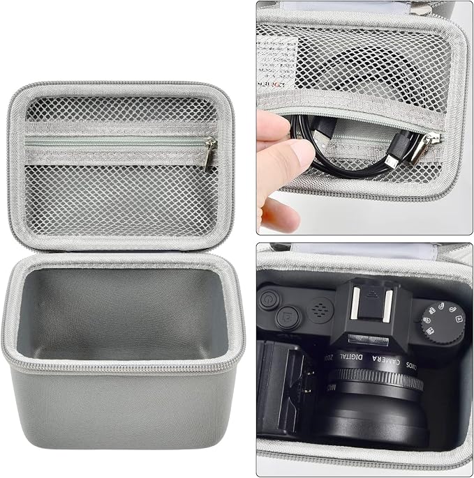 Comecase Vlogging Camera Case for Duluvulu/for VJIANGER 4K Digital Cameras | Mesh Pocket for Charging Cables and Batteries, Travel Storage for Vloggers, Parties and Camping (Grey) - Case Only - Image 4