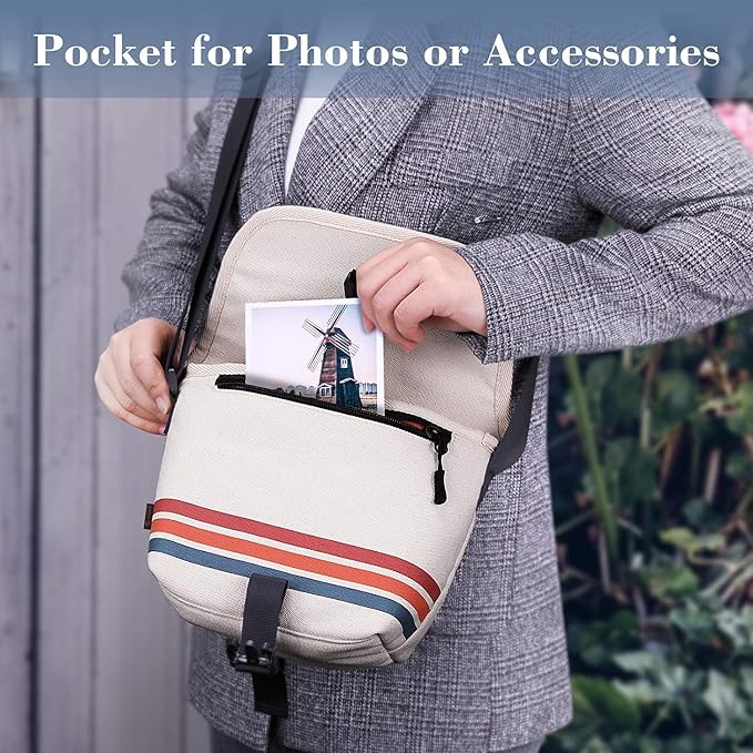 FINTIE Crossbody Camera Bag for Polaroid Now+ Generation 3/2/1 I-Type | Travel Sling Case, For Polaroid Flip, Onestep 2 Vf, I-2 Instant Film Camera, With Adjustable Shoulder Strap - Image 3