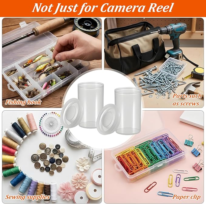 100 Pieces Film Canisters with Caps 35 mm Plastic Empty Camera Reel Storage Containers Case with Lids for Small Accessories Rockets Experiment Fish Hook Film Keys Coins Art Beads (Clear) - Image 7