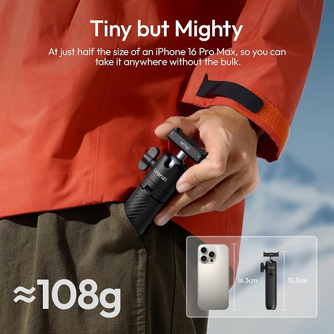ULANZI MT66 Magnetic Mini Extension Rod Selfie Stick Tripod Handle | with Backpack Strap Mount, Quick Release Tripod for DJI Osmo Action 5 Pro/4/3/Osmo 360, for Vlog Video Recording - Image 8