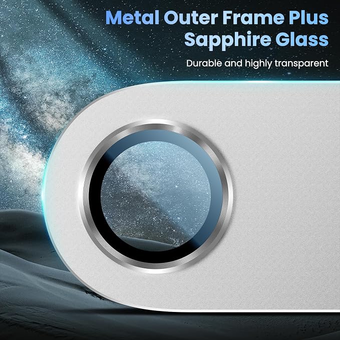 Uyiton for iPhone Air Camera Lens Protector, Metal Frame Glass Cover | Not Easy to Break, Strong Adsorption, Case-Friendly, Metal 9H Sapphire Glass Rear Camera Screen Cover, Cloud White - Image 4