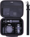Camera Case Compatible with Canon EOS Rebel T7/R50/R6 Mark II/R100/R50 V/T6/R8/R10/R5 Mark II/RP/R7/5D Mark IV/SL3/R5/T100 DSLR SLR Camera, Len and Tripod with 4 Dividers and Shoulder Strap, Black | Hard Carrying Travel Case for Canon EOS Rebel T7/R50/... by LTGEM