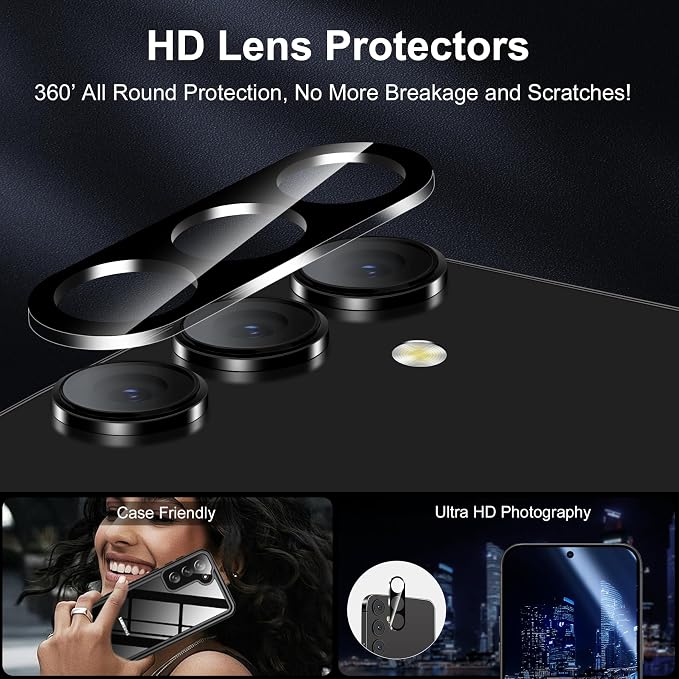 QsmQam 3 Pack Screen Protector for Samsung Galaxy S24 FE + 3 Pack Camera Lens Protector, Ultra HD Tempered Glass, 9H Hardness, Anti Scratch, Easy Installation - Case Friendly - Image 7
