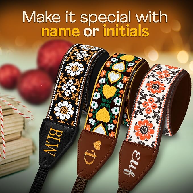 Art Tribute Camera Strap Personalized With Name - Shoulder, Crossbody & Neck Camera Strap for Photographers, Fits All Cameras, Canon Nikon Sony Fujifilm, Padded Strap W/Quick Release & Leather Ends - Image 2