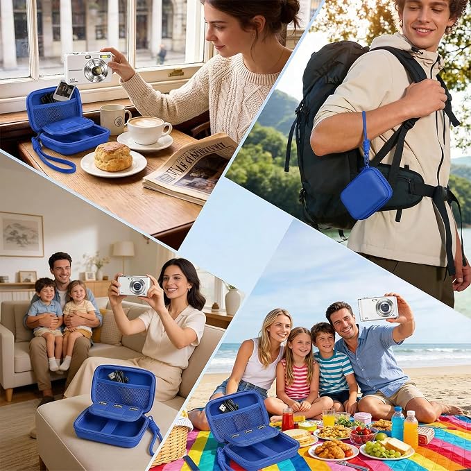 Digital Camera Case for CAMKORY/KODAK PIXPRO FZ45/FZ55/Canon IXUS 285 HS/AbergBest/Sony DSCW800/DSCW830 - Small Travel Compact Camera Holder with Mesh Pocket for SD Card & Accessories (Royal Blue) - Image 7