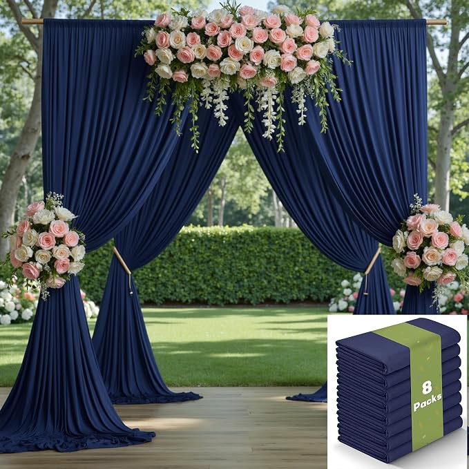 40ftx10ft Navy Blue Backdrop Curtains for Party Background, Wrinkle Free 8 Panels Silky Navy Photo Backdrop Drapes Back Drop Cloth Drapery for Wedding Birthday Photography Baby Shower Decor - Image 4