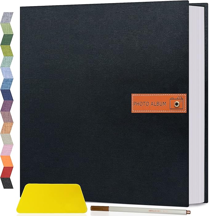 Popotop Large Photo Album Self Adhesive 4x6 5x7 8x10 Scrapbook Album DIY Picture Book,Gifts for Mom,Family Baby and Wedding,with Metal Pen and Plastic Board by Popotop