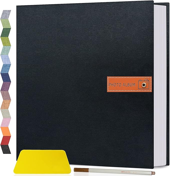 Popotop Large Photo Album Self Adhesive 4x6 5x7 8x10 Scrapbook Album DIY Picture Book,Gifts for Mom,Family Baby and Wedding,with Metal Pen and Plastic Board by Popotop