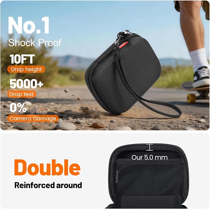 Cwatcun Carrying & Protective Case for Digital Camera, Small Camera Pouch for AbergBest 2.7" LCD Kodak Pixpro/Canon PowerShot ELPH 180/190 / DSCW830 Travel Cameras, Waterproof Shockproof Case - Black | Fits cameras up to 4.9"x3.5"x2.2". 900Dscratch-res... - Image 5