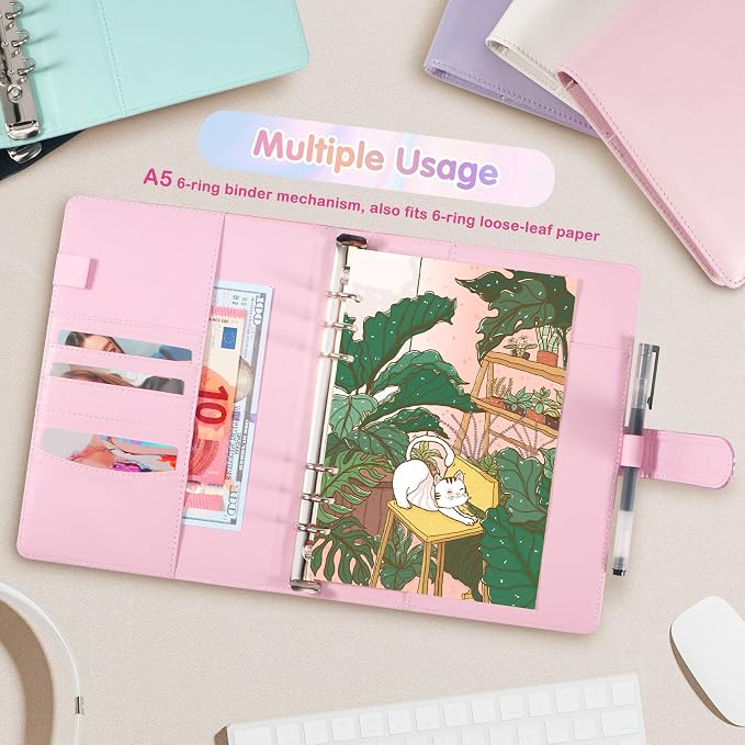 A5 Kpop Photocard Binder with 30 Pack 4-Pocket Card Pages, 6 Ring A5 Binder Card Collector Album with 240 Card Slots,PU Leather Binder Cover with Magnetic Buckle Closure for Organizing Trading Card - Image 7