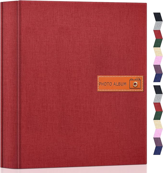 Popotop 4x6 Photo Album 1000 Pictures, Linen Hardcover, Reinforced Spine | Extra-Large 1000-Photo Capacity, Acid-Free PP Slip-In Pockets, 5 Photos per Page, Black Inner Pages, No Memo Space by Popotop