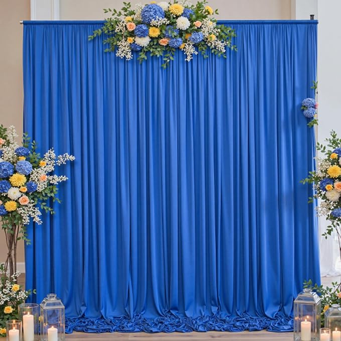 40ftx10ft Wrinkle Free Royal Blue Backdrop Curtains for Parties, 8 Panels 5x10ft Silky Polyester Photo Backdrop Drapes for Weddings Birthday Photography Background Curtains by ENJOYYOURPARTY
