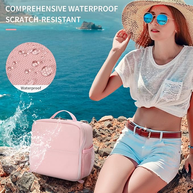 BAIGIO Camera Bag Insert Handbag Inner Case Large Capacity Small Camera Insert Bag Shockproof and Water-resistant DSLR SLR Foldable Protective Camera Organizer Cube Padded Camera Bag Pink - Image 7