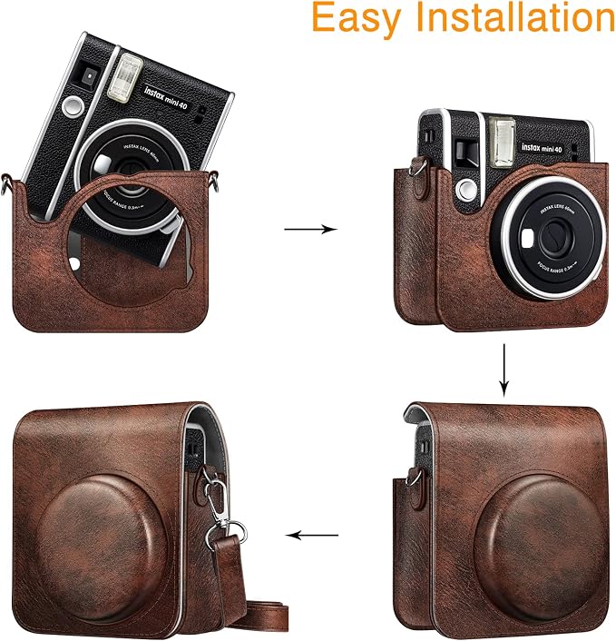 FINTIE Protective Case for Fujifilm Instax Mini 40 Camera | Camera Travel Bag, Adjustable Shoulder Strap, Snap Closure, Removable Front Cover, Daily Protection, Vegan Leather - Image 8