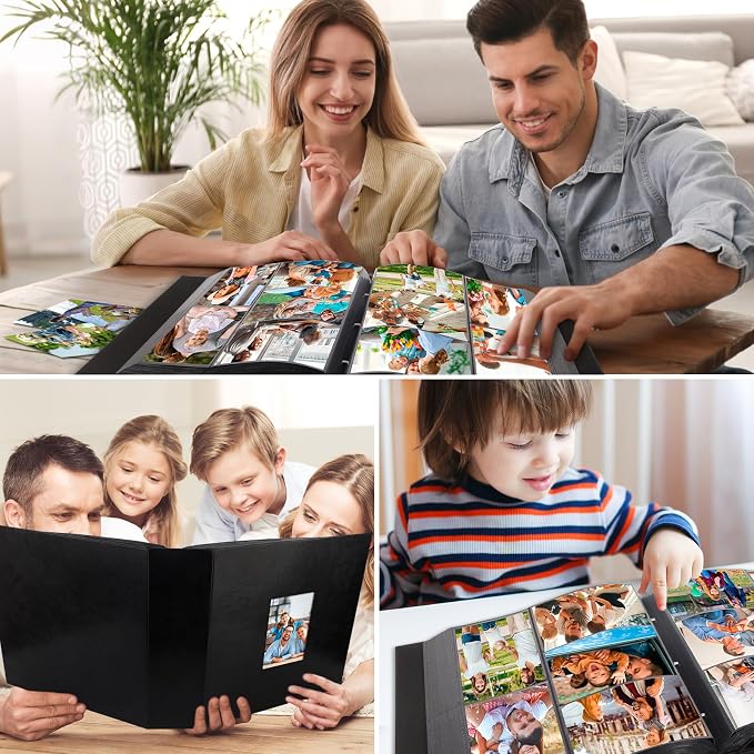 Veicevol Extra Large Photo Album 4x6 Pictures Holds 1000 Photos, Black | PU Leather Hardcover, Horizontal and Vertical Photos, Removable Black Acid-Free Pages, Family Wedding & Everyday Photos - Image 7