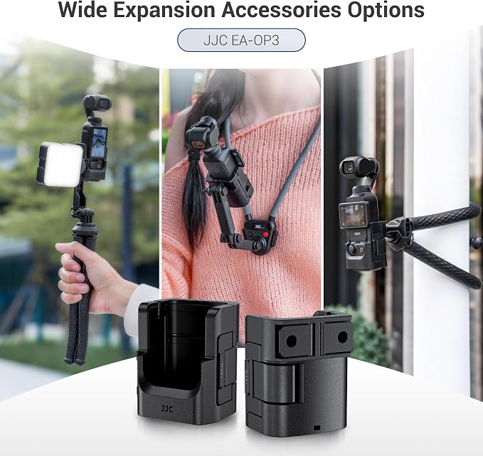 JJC Expansion Adapter for DJI Osmo Pocket 4 3 / Xtra Muse,Ultra Lightweight | Protective Cage with Cold Shoe Mount & Folding 2-Fingers Interface,Not Interfere Joystick - Image 6