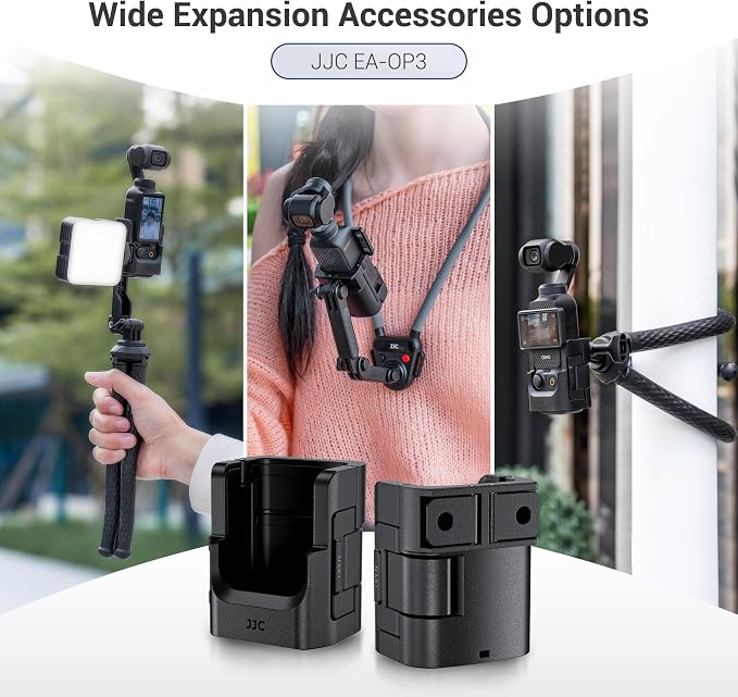 JJC Expansion Adapter Mount for DJI Osmo Pocket 4/3 and Xtra Muse | Protective Accessories Cage Bracket, with Action Camera Port & Cold Shoe Mount on Tripod Selfie Stick Shooting - Image 5