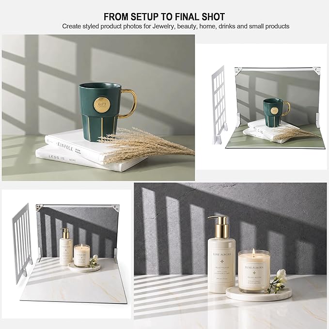 Yoocheese Photo Backdrop for Product Photography, Tabletop Kit, 16.5x11.7in | Create product photos with realistic backgrounds for food, jewelry and small products for content creators and online sellers - Image 5