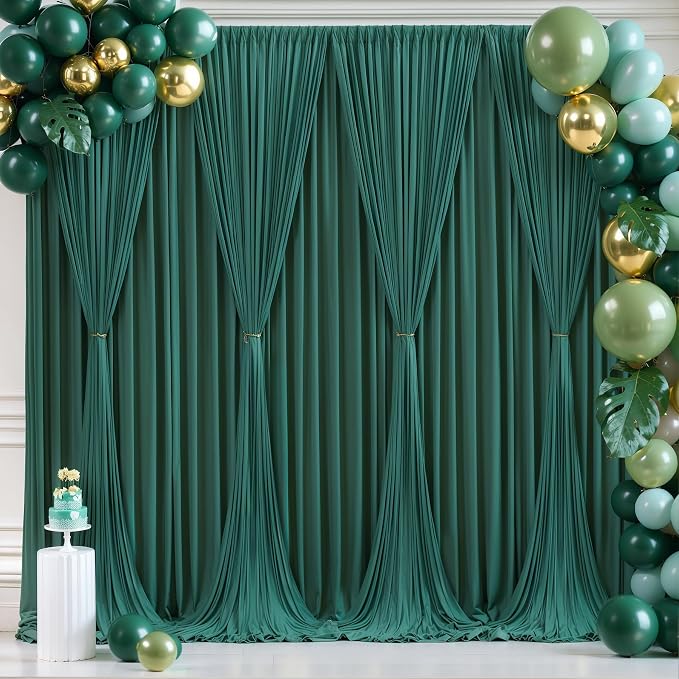 Hunter Green Backdrop Curtain-Wrinkle-Free Polyester Fabric Green Photography Curtains for Wedding Party Photo Background Decorations- 16 X10FT (Hunter Green) - Image 8