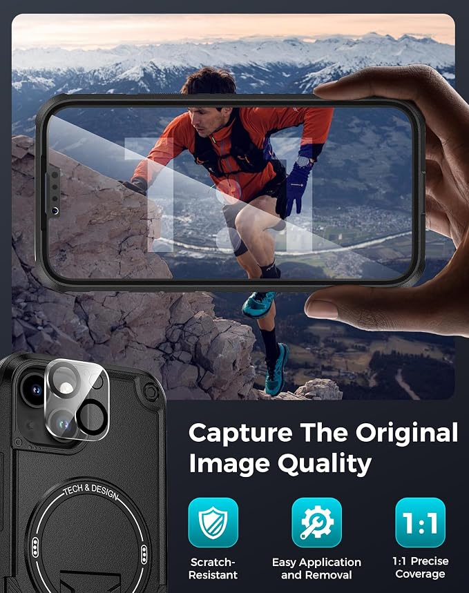 Goton 3 in 1 for iPhone 14 Case with Privacy Screen Protector Black | Glass Camera Lens Protector,Compatible for MagSafe,Invisible Kickstand, Shockproof Phone Cover for iPhone14 - Image 7