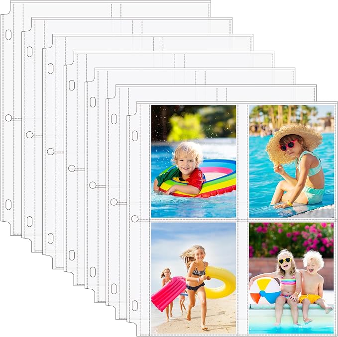 MaxGear 120 Pack Photo Sleeves for 3 Ring Binder (960 Pictures), 3.5x5 in | Heavy-Duty Archival Page Protectors, 4-Pocket Clear Photo Album Refill Pages, Plastic Seed Packet Sleeves, Acid-Free by MaxGear