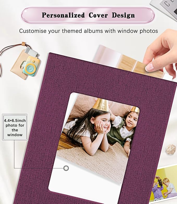 Ejblfe Photo Album 4x6,Linen Cover Slide-in Photo Album Book Can Holds 300 4x6 Photos with 50 Black Sheets for Family,Wedding,Baby and Holiday Pictures (Dark purple) - Image 2