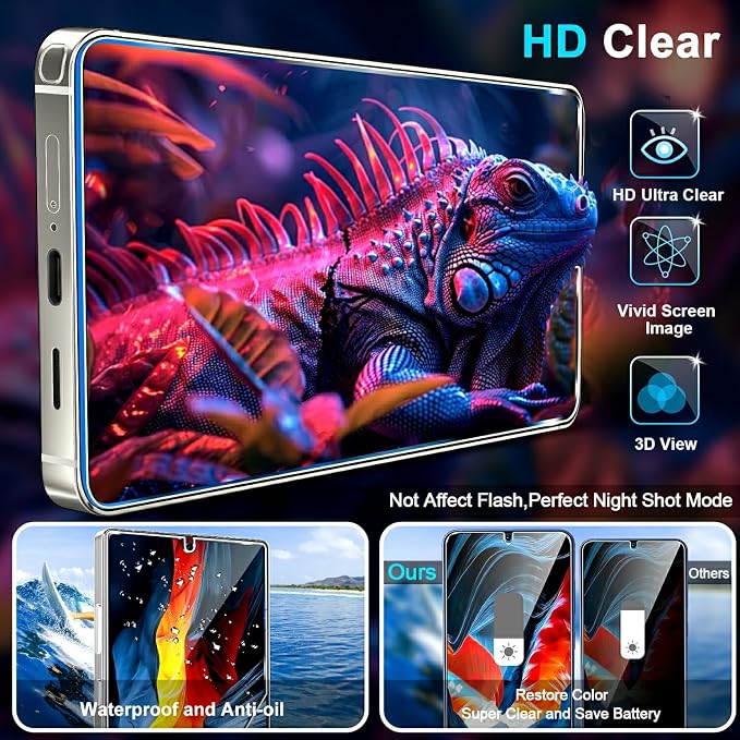 3 Pack Privacy Screen Protector for Samsung Galaxy s25 ultra Tempered Glass + 2 Pack Camera Lens Protector, True 25°Anti Spy, Military Grade Shatterproof, 9H+ Hardness, Auto Alignment Frame 6.9" - Image 7