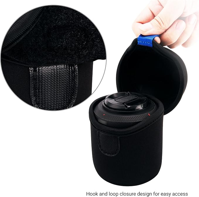 JJC Small Neoprene Camera Lens Pouch Case, Fits Lens up to 3.1 x 3.1inches | Water-Resistnat, Fold Over Closure, Compatible with Sony FE 50mm f/1.8, Canon RF 35mm f/1.8, Fujifilm XF 23mm f/1.4 - Image 4