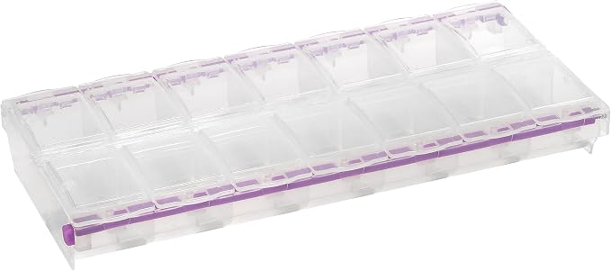 Craft Mates Bead Organizer and Plastic Storage Containers for Crafts, Buttons, Pins and More, 14 Locking Compartments, 2XL, Clear Lids | Clear Plastic Storage for Buttons, Pins, Jewelry, Diamond Art & Craft Supplies, Large Portable Organizer for Crafters by CRAFTMATES