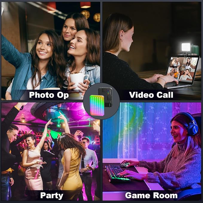 108 LED Video Light, 2500K-6500K RGB Selfie Light for iPhone-CRI 97+, 2200mAh Camera Light with 3CCT/RGB 360° Full Color/20 Lighting Effects, Portable Phone Light for Party, Photography, Streaming - Image 6