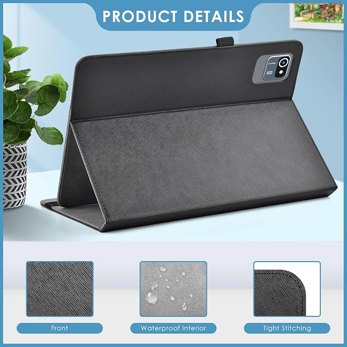 DETUOSI Universal 10.1 inch Tablet Case,Scratch Resistant | For ECOPAD ‎TH-KK12C,URAO X109,Aiprotablet C20e,Folio Leather Protective Cover,2-Angle Viewing Stand,3 Card Slots,Black - Image 7