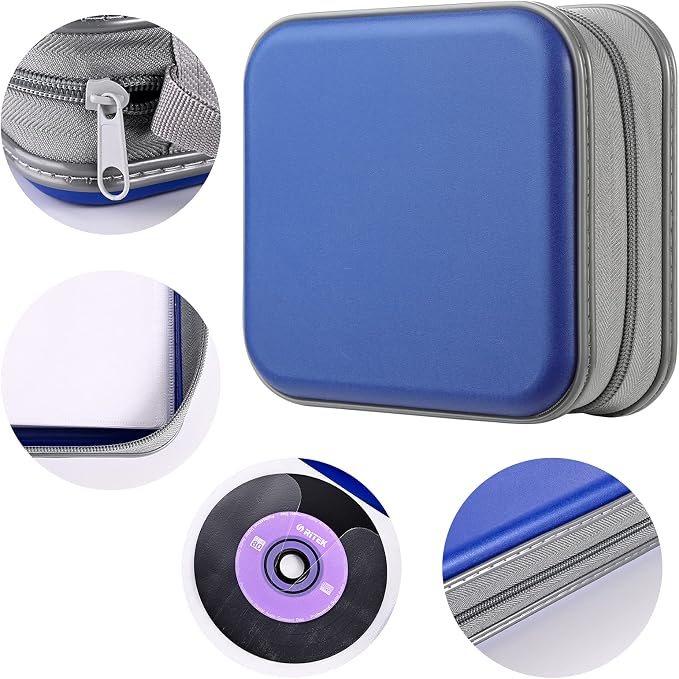 LIOVODE DVD Case, 48 Capacity Hard Plastic CD Case Holder for Car | DVD Storage, Hand Strap, Zipper Closure, Scratch-Resistant Sleeves, CD Storage for Music Blu-Ray Game Disc for Travel Office - Image 3