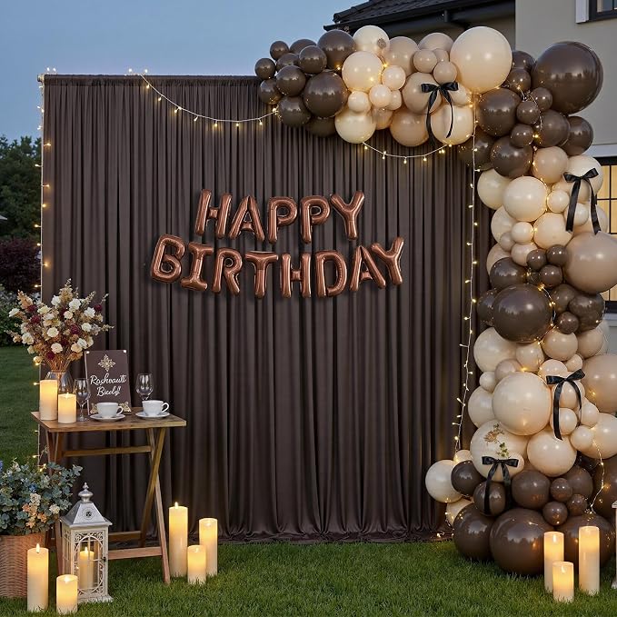 20x12 ft Brown Backdrop Curtains for Weddings, Birthdays and Photos - Image 5
