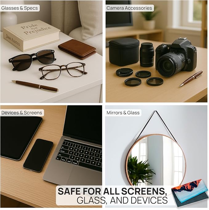 Microfiber Wholesale Quick Cloth Glasses Cleaning Cloths 8x8 Desert 1-Pack | with Case | Double-Sided Lens Cleaner for Eyeglasses, Camera, Screens & Glass | Reusable Microfiber Glass Polishing Cloths - Image 6