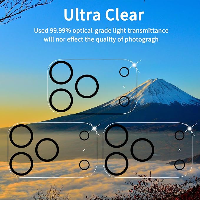 Dengduoduo 3 Pack Camera Lens Protector for iPhone 17 Pro, Tempered Glass, Ultra HD, 9H Hardness, Anti-Scratch, Case Friendly, Easy to Install [No Affect on Night Shots] - Image 3
