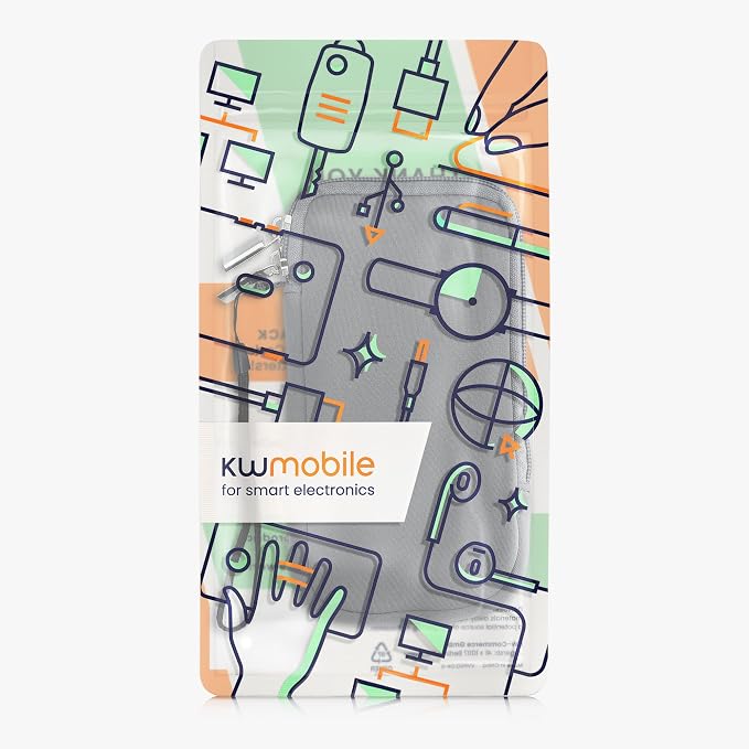 kwmobile Universal Phone Pouch Size XL - 6.7/6.8" - Neoprene Smartphone Pouch with Zip - Water-Repellent Mobile Phone Case - Sleeve in Stone Dust - Image 7