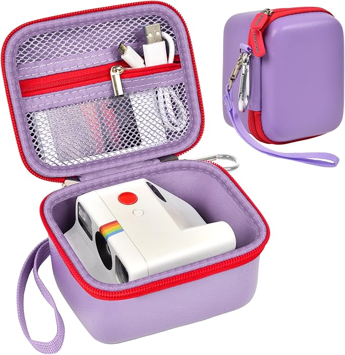 ANKHOH Case for Polaroid Go Gen 2/3, for Polaroid Go 9035/9071/9070 | PU shell with padded interior and removable wrist strap stores film, photos and cables, Case Only by Ankhohstoragehardcase