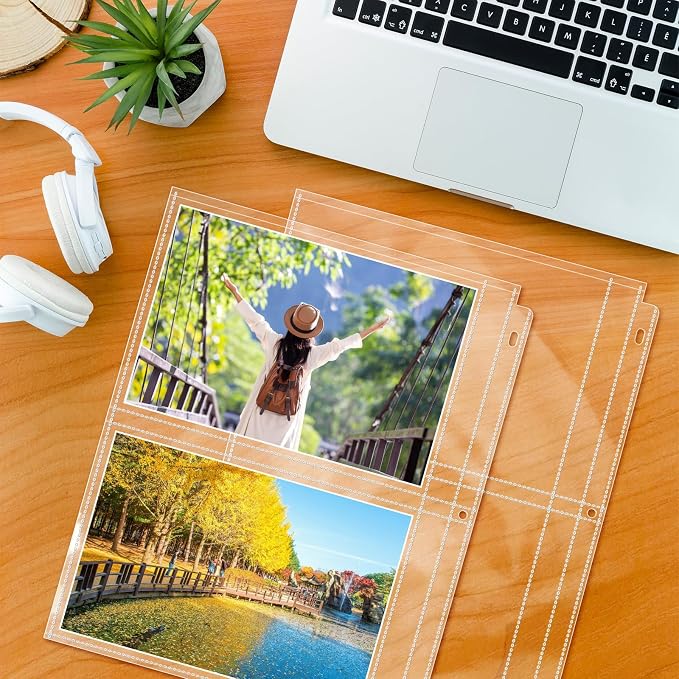 VOKOY 50 Pack 5" x 7" Clear Photo Sleeves for 3 Ring Binder, Double Sided 2-Pocket Sheet Protectors Archival Photo Album Postcard Refill Pages Storage Pockets Organizer, 200 Pockets - Image 7