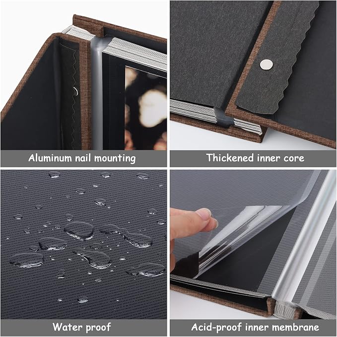 Zesthouse Photo Album Self Adhesive Pages, 60 Pages Magnetic Scrapbook Albums with Sticky Page, Photos Album Holds 8x10 & 5X7 & 4x6 & 6x8 & 3x5, Large Picture Book Ideal Gift for Family Wedding Baby - Image 5