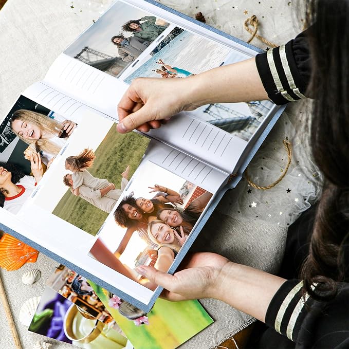 Holoary Photo Album 4x6 300 Photos, 300 Pockets 4”x6” Picture Album, Linen Fabric Cover Big Picture Book for Photos with Writing Area, 4x6 Photo Albums for Family Weddings Travel Memories(Blue) - Image 5