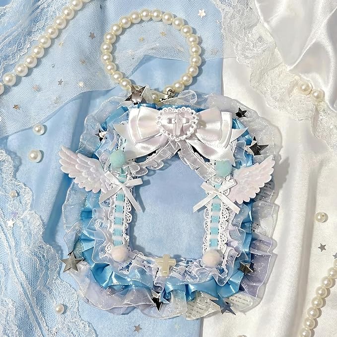 Lace Photocard Holder with Wing Bows, Cute ID Badge Holder for Idol Card | Photocard Holder With Chain for Ita Bag Accessories, Photo Protector, Display Daily Carry - Image 3