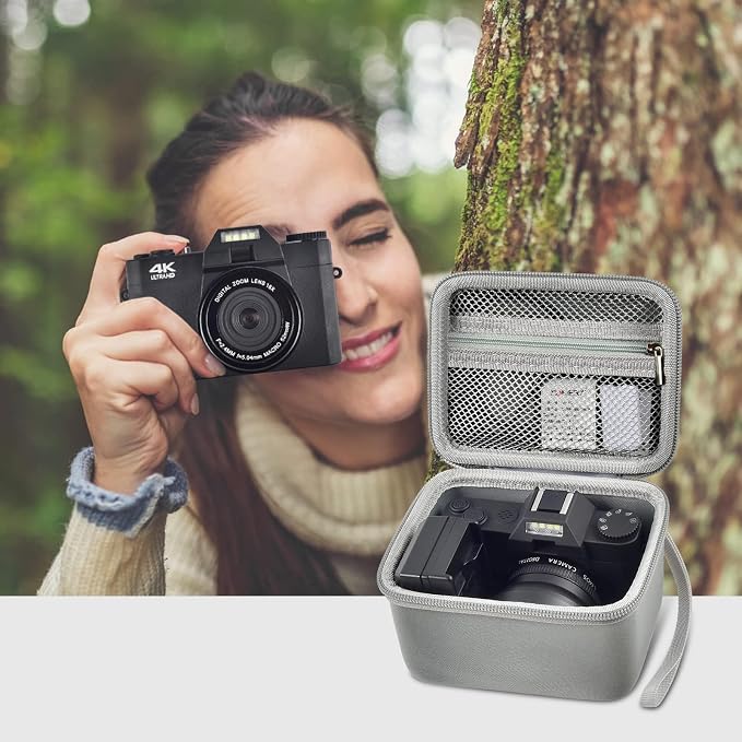 Comecase Vlogging Camera Case for Duluvulu/for VJIANGER 4K Digital Cameras | Mesh Pocket for Charging Cables and Batteries, Travel Storage for Vloggers, Parties and Camping (Grey) - Case Only - Image 6