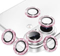 AGVEE 3+3 6 Pack for iPhone 17 Camera Lens Protector Cover | Individual Bling Diamond & Bling Glitter Sparkle Cute Gem Metal Ring, 9H Tempered HD Glass by AGVEE