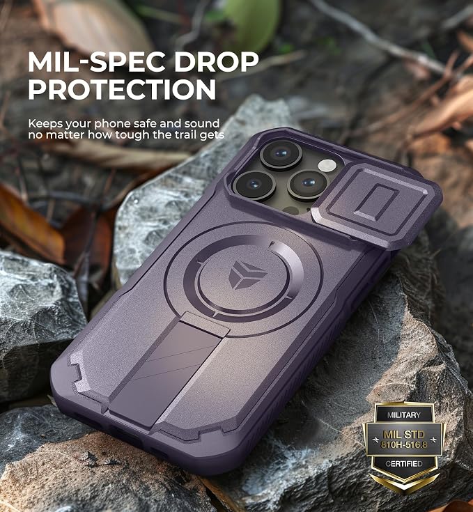Dexnor for iPhone 14 Pro Case with Slide Camera Cover & Adjustable Kickstand, Compatible with MagSafe, Rugged Shockproof Bumper Cases Heavy-Duty Magnetic Protective Cover,6.1 inch,Phantom Purple - Image 6