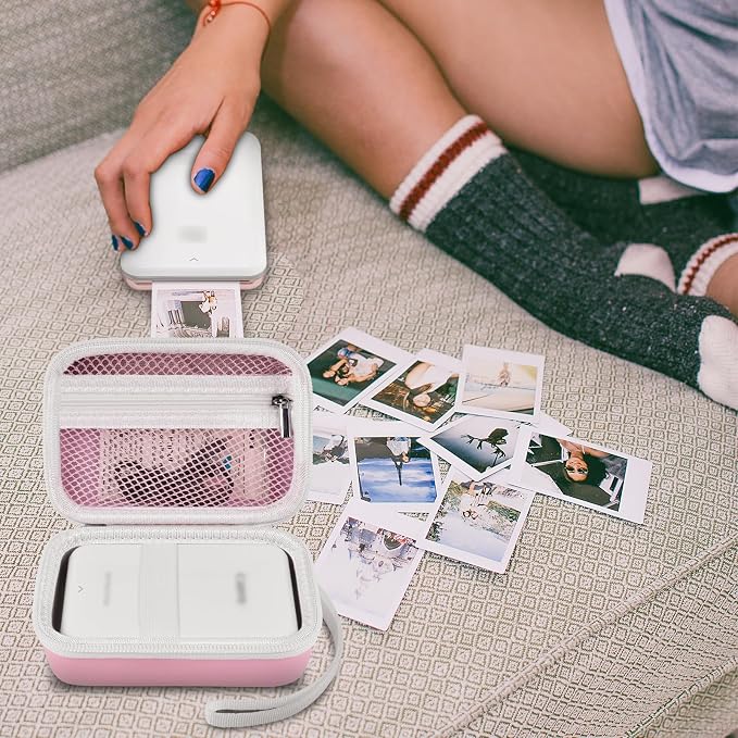 Case for Canon Ivy 2 / CLIQ+2/ CLIQ 2/ for KODAK Step Mini Photo Printer | Hard-shell EVA case, Zippered Mesh Pocket Fits Photo Paper & Cable, Securing Straps, Detachable Handle, Case Only, Pink - Image 6